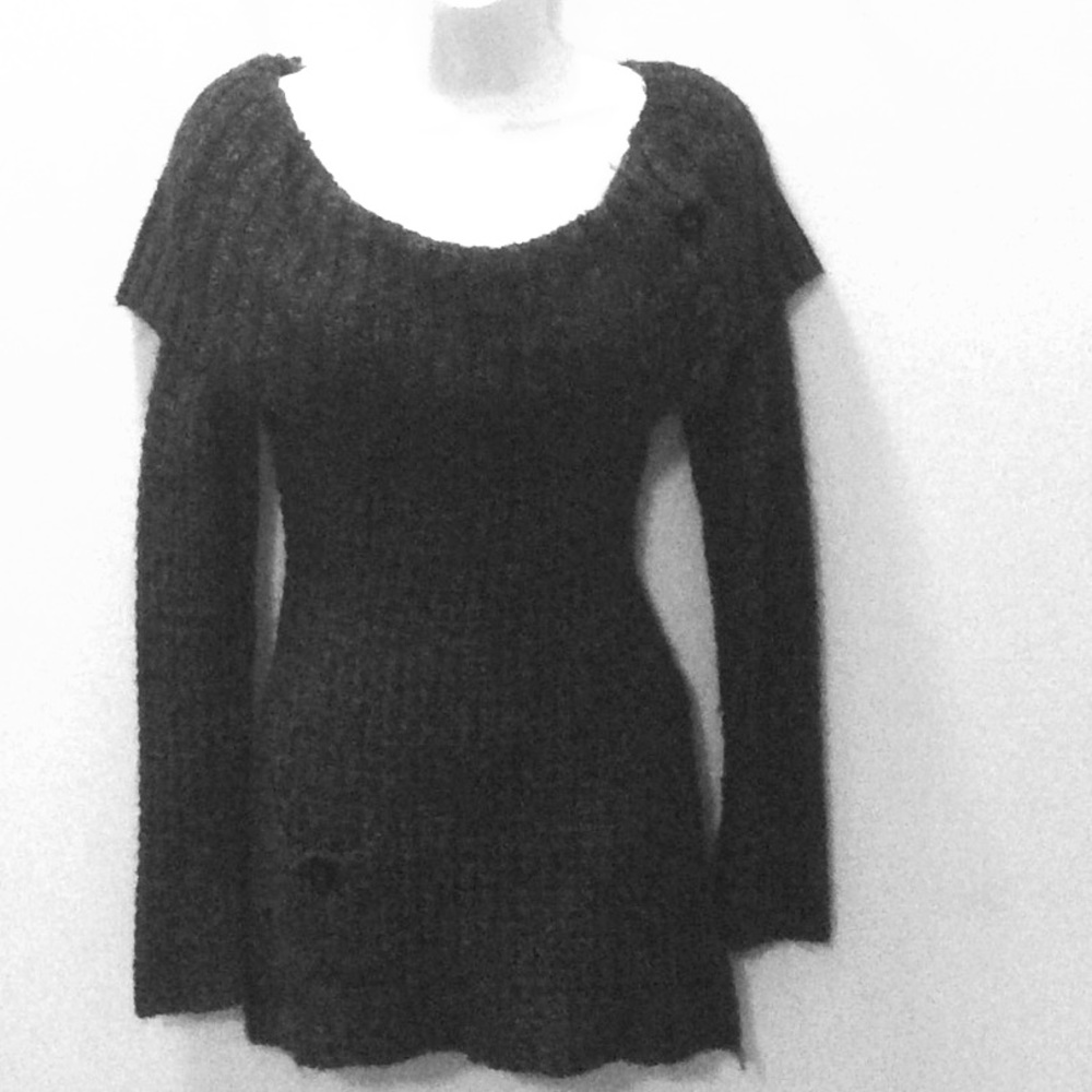 CUTE TUNIC FITTED MANDEE BLACK SWEATER, JR. LARGE